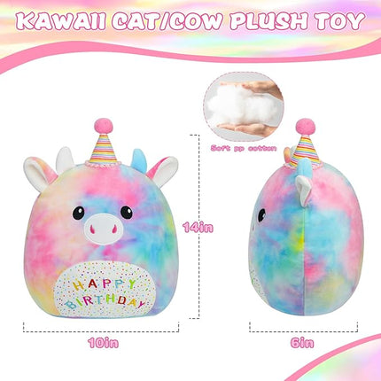 Cow Stuffed Animal Cow Plush Toys 14 Inch Soft Unicorn Plushies Pillow Cute Rainbow Plushies Room Decoration Birthday Gifts for Kids Toddlers Girls and Boys