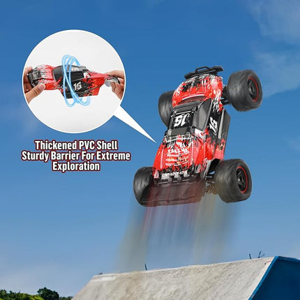 1/18 Brushless RC Car for Adults & Kids, 52KM/H Fast Multi-Terrain Off-Road RC Truck, 2.4GHz Remote Controller and 2 x 7.4V 1500mAh Li-on Batteries
