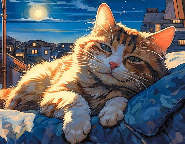 100 Piece Puzzles for Kids, Sleepy Cat 100 Piece Puzzles for Adults, Side Lying Cat Puzzle Cozy Scene Puzzle, Cute Kitten Jigsaw Puzzles 100 Pieces for Seniors Teens Kids Ages 6-10