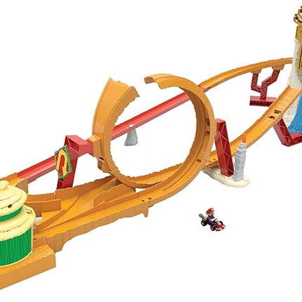 Hot Wheels Mario Kart Track Set & Toy Car, Super Mario Bros Jungle Kingdom Raceway, 3+ Feet Tall with Die-Cast Mario Kart & Waterfall Jump