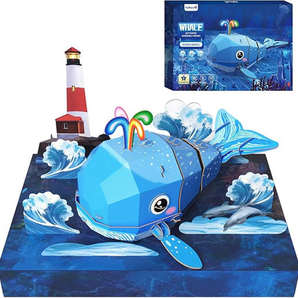 3D Paper Puzzle Model Kit for Adults & Kids Ages 8+,STEM Educational DIY Assembly Toy,Eco-Friendly Craft Gift for Home Decoration, Birthday Children's Day Gifts(Whale)