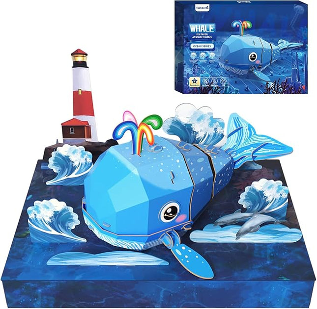 3D Paper Puzzle Model Kit for Adults & Kids Ages 8+,STEM Educational DIY Assembly Toy,Eco-Friendly Craft Gift for Home Decoration, Birthday Children's Day Gifts(Whale)