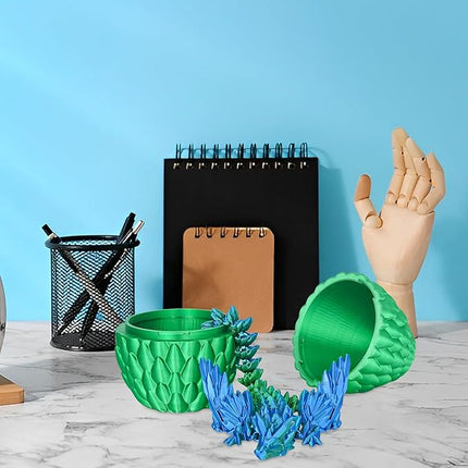 Winged Dragon Surprise Egg 3D Printed Eggs with Dragon Inside Collectible Fantasy Desk Toy Gifts for Kids Adults Christmas Easter Birthdays Holiday Decor(Christmas Green,Large)