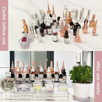 Acrylic Riser Display Shelf,3 Tier Display Riser for Amiibo Funko POP Figures,Display Stand Large Risers for Display Cupcake Perfume Organizer Cologne Makeup Collection Countertop Tabletop(2 PACKS)