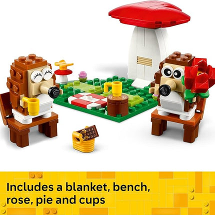 LEGO Hedgehog Picnic Date Building Toy - Animal Figures and Playset for Kids, Boys and Girls, Ages 8+ - Gift for Her and Him - with 2 Hedgehog Toys and Accessories - 40711