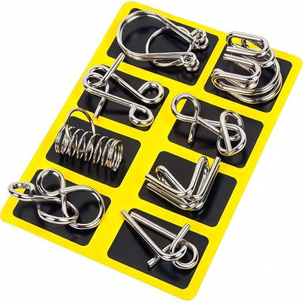 Metal Wire Puzzle Set of 24 with Pouch,Brain Teaser IQ Test Disentanglemen Iron Link Unlock Interlock Game Chinese Ring Magic Trick Toy for Party Favor Kids Adults Challenge