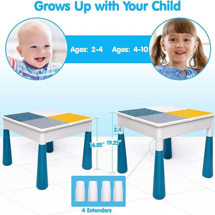 OCATO Kids Activity Table Toddlers Kids Table and Chair Set with 152Pcs Large Marble Run Building Blocks All in One Kid Play Water Tables Sand Tables, STEM Toys for Boys Girls 3 4 5 6 Year Old