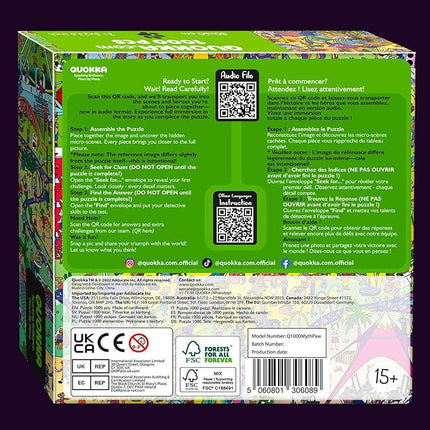 QUOKKA 1000 Piece Puzzle for Adults and Teens – Animal Bash Adult Jigsaw Puzzles with Hidden Secrets & Audio Story – Detailed Visual Puzzle Game for Focus & Relaxation with Twist – FSC Certified Gift