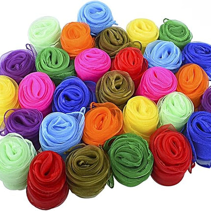 30 Pcs Sensory Scarves, Juggling Scarves for Kids, Square Dance Scarf Magic Movement Scarves Performance Props Accessories 24 by 24 Inch in 10 Colors