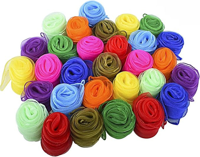 30 Pcs Sensory Scarves, Juggling Scarves for Kids, Square Dance Scarf Magic Movement Scarves Performance Props Accessories 24 by 24 Inch in 10 Colors