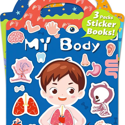 Reusable Sticker Book for Toddlers 2-4 Years, Stickers for Kids, Toddler Sticker Book Ages 1-3, Toddler Craft Activities, Toddlers Travel Toys Ages 2+ Boy Girl Birthday Gifts