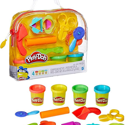 Play-Doh Starter Set 9-Piece Kit with Storage Tote & 4 Modeling Compound Cans, Arts and Crafts for Kids, Back to School Classroom Supplies, Preschool Toys, Ages 3+