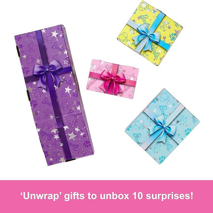 Barbie Party Unboxed Doll & Accessories, Pet Birthday Series Shimmerin’ Hearts Set with 10 Surprises Including Color Change & Cake-Decorating Activity