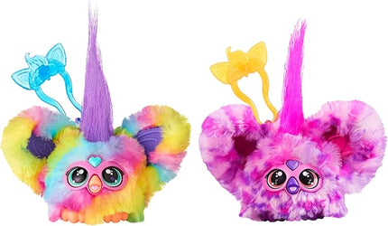Furby Furblets 2-Pack, Mini Friends Ray-Vee & Hip-Bop, 45+ Sounds Each, Music & Furbish Phrases, Electronic Plush Toys, Rainbow & Pink/Purple, Ages 6+ (Amazon Exclusive)