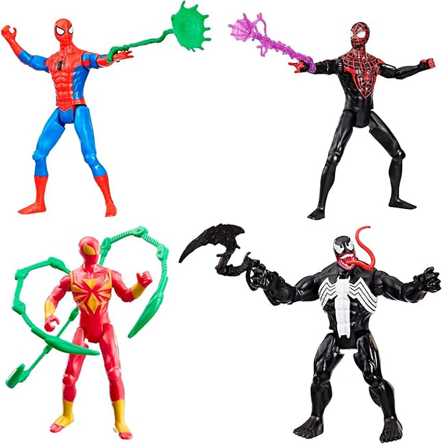 SPIDER-MAN Marvel VenomVersus Epic World of Action, Miles Morales, Iron Spider & Venom, Superhero Toys, Action Figure 4-Pack (Amazon Exclusive)