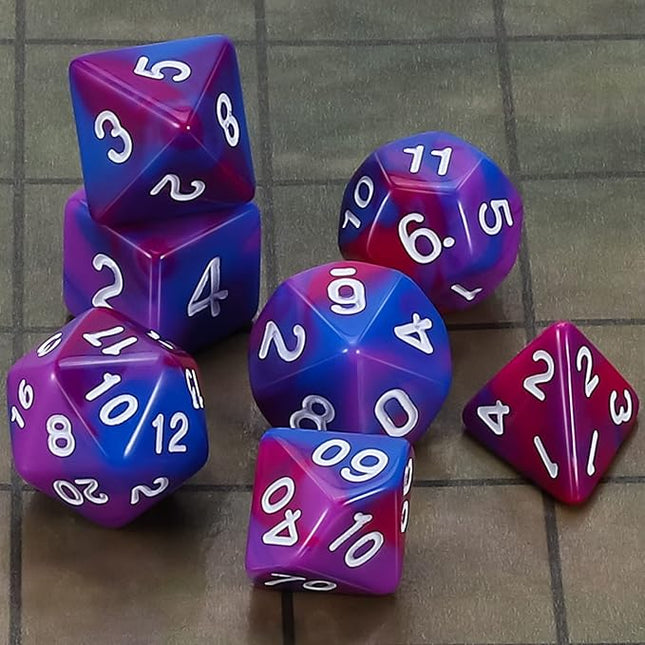 CiaraQ DND Polyhedral Dice Set for Dungeons and Dragons RPG MTG Role Playing Table Games-with 1 Dice Pouch (Blue+Purple+Red)