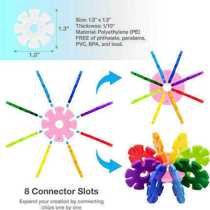 PicassoTiles Building Chip Interlocking Disc Construction Blocks in White Color STEM Learning Early Education Toy Engineering Playset Child Brain Development for Toddlers Girls Boys Kids Age 3+ PTF108