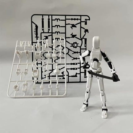 4-Pack Titan T13 Action Figures Set - Assembled Robot Anime Figures with Movable Joints - Fidget Toys for Boys and Girls (White, Yellow, Blue, Red)