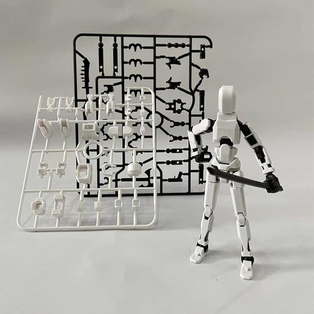 4-Pack Titan T13 Action Figures Set - Assembled Robot Anime Figures with Movable Joints - Fidget Toys for Boys and Girls (White, Yellow, Blue, Red)