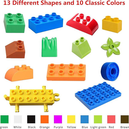 burgkidz 214-Piece Large Building Blocks for Toddlers with Storage Bucket – Big Bricks Compatible with Major Brands – STEM Educational Toys for Kids Ages 2-6, Boys & Girls (Classic Colors)