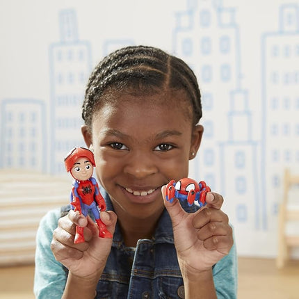 Spidey and His Amazing Friends Hero Reveal 2-Pack, 4-Inch Marvel Action Figures Mask-Flip Feature, Spidey and Trace-E, 3+ Years