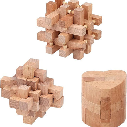 Sharp Brain Zone Wooden Brain Teaser Puzzles for Adults & Kids (Heart Cube Puzzle)