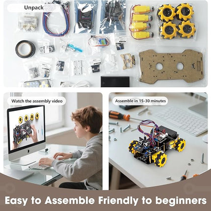 ACEBOTT Robot Kit, Robotics for Kids Ages 8-12 12-16, STEM Toys for Boys with Remote & App Control, Arduino & Scratch Compatible, Science Kits for Kids Age 8-12 12-16, Gift for Boys & Girls(Yellow)