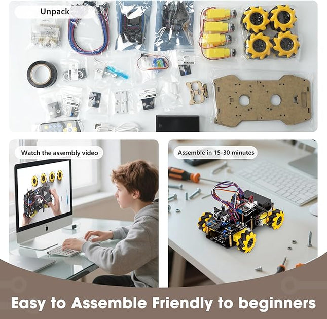 ACEBOTT Robot Kit, Robotics for Kids Ages 8-12 12-16, STEM Toys for Boys with Remote & App Control, Arduino & Scratch Compatible, Science Kits for Kids Age 8-12 12-16, Gift for Boys & Girls(Yellow)