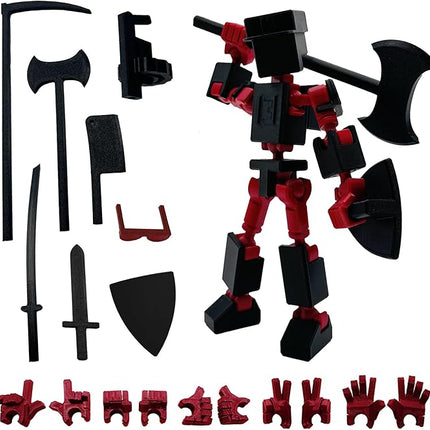 (Assembly Completed) 3D Printed 6.65-inch Action Figure Mini-13, Full Body Mechanical Movable Toy, Multiple Accessories, Desk Decoration, Creative Gifts (Black)