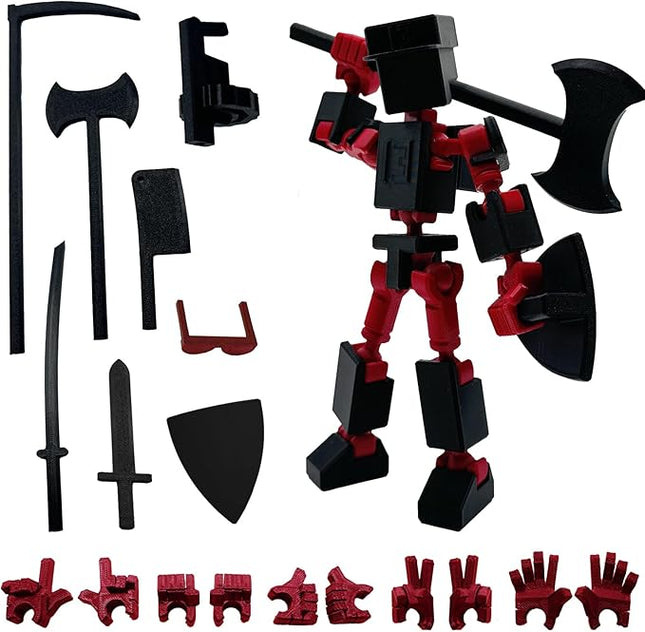 (Assembly Completed) 3D Printed 6.65-inch Action Figure Mini-13, Full Body Mechanical Movable Toy, Multiple Accessories, Desk Decoration, Creative Gifts (Black)