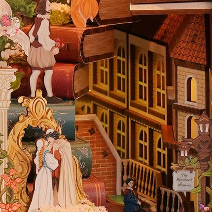 Tonecheer x British Library DIY Book Nook Kit, Shakespeare 3D Wooden Puzzle for Adults, Miniature House Kit Booknook Bookshelf Insert Decor with LED Lights Craft Gifts (Shakespeare's Verse)