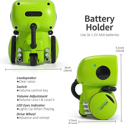 GILOBABY Interactive Talking Robot for Boys, Smart Toy with Touch Sensor & Voice Control, Record & Repeat Mode, Dancing, Singing, Educational Gift for 3 4 5 6 7 Year Old Kids (Green)