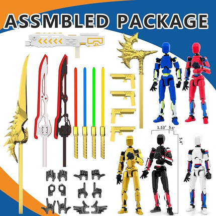 5-Pack T13 Titan Action Figure Already Assembled, Multi-Colored Titan 13 Action Figure Set with Laser Saber 3D Printed T 13 Lucky Robo Dummy Nova 13 Action Figures, Figura de acción t13