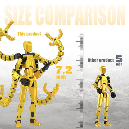 Already Assembled T13 Action Figure Accessories,T13 Multi-Jointed Movable,for Collectors Desktop Decorations t-13 Movability 3D Printed Toys (Golde)