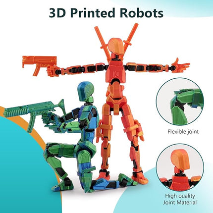 Pre-Assembly 3Pack 3D Printed 5.54'' Stick 13 Action Figure, Multi-Jointed Luck13, Articulated T13 Desktop Decoration, Abundant Accessories, Best Birthday Festival Gift