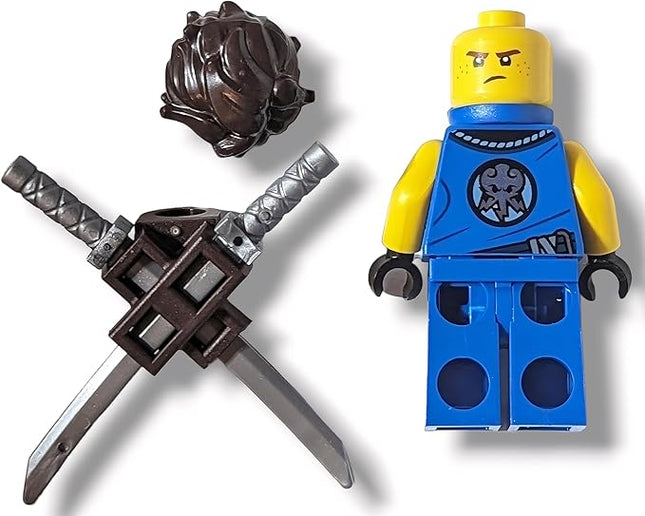 LEGO Minifigure - Legacy Jay Blue Ninja Figurine with Dual Pattern Head Neckerchief and Plastic Katanas from 71735 Ages 8+