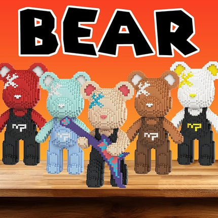 Red Bear Micro Building Blocks Set(4500Pieces) Music Bear Building Blocks Gift for Adult and Kid