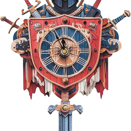 3D Wooden Puzzles for Adults Knight Clock - Model Building Kit ‌‌Cavalier Wall Clock Puzzle Creative Art Craft Gift Home Decor for DIY Enthusiasts, Brain Teaser Building Set Birthday Gifts