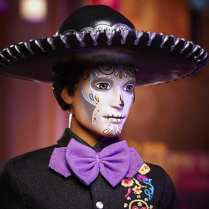 Barbie 2021 Dia De Muertos Ken Doll (12-in) Wearing Embroidered Shirt, Serape & Sombrero, with Calavera Face Paint, Gift for Collectors