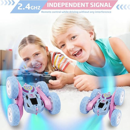 Remote Control Car, RC Cars Toys for Kids Ages 6-12, 2.4GHz RC Stunt Truck with 360° Double-Sided Flips, 4WD Off-Road Racing, Christmas Birthday Gifts for 3 4 5 6 7 5-7 6-8 8-10 Year Old Boys Girls