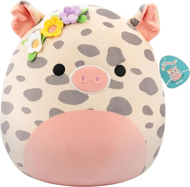 Squishmallows Original 16in Rosie The Spotted Pig with Flower Pin – Official Jazwares Plush (Large)