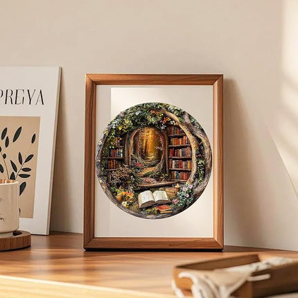 KAAYEE Wooden Puzzles for Adults, Tree House Library Wooden Jigsaw Puzzle Unique Shape Wood Puzzles Adult, 3D Effect Flat Puzzle Birthday Gifts Family Games (XL-17.3 * 17.3in-450pcs)