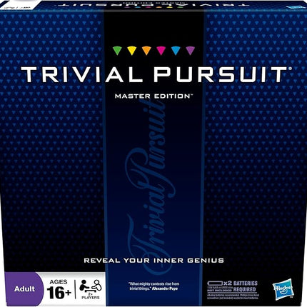 Hasbro Gaming Trivial Pursuit Master Edition Trivia Game, Board Games for Adults and Teens, Includes Electronic Timer, Trivia Games for 2 to 6 Players, Ages 16 and Up (Amazon Exclusive)