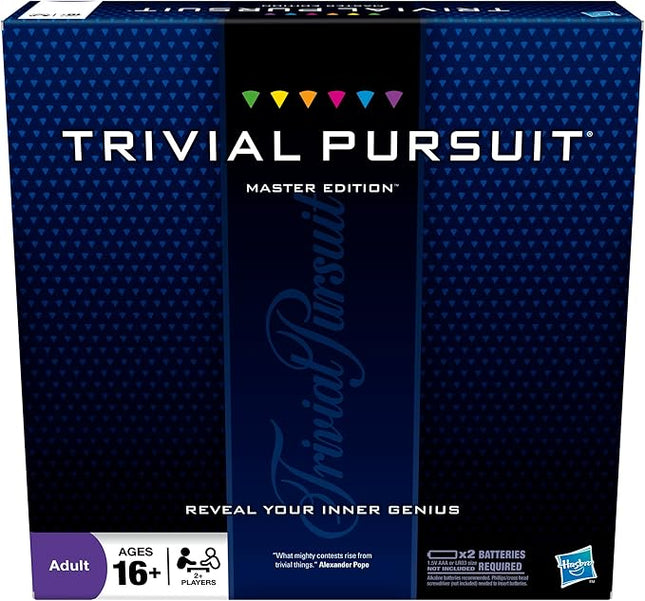 Hasbro Gaming Trivial Pursuit Master Edition Trivia Game, Board Games for Adults and Teens, Includes Electronic Timer, Trivia Games for 2 to 6 Players, Ages 16 and Up (Amazon Exclusive)