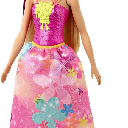 Barbie Dreamtopia Royal Fashion Doll & Accessory, Blonde with Purple Hairstreak Wearing Removable Pink Skirt & Headband