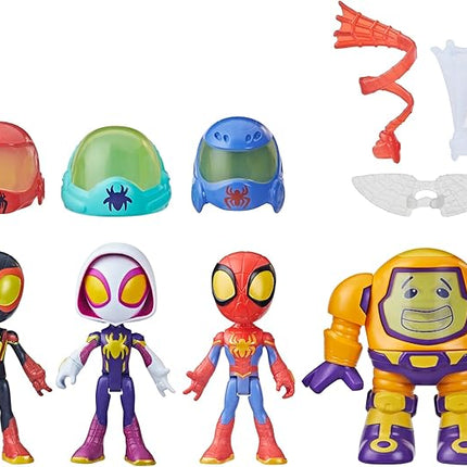 Spidey and his Amazing Friends Marvel Web-Spinners Gear Up for Adventure 4-Pack, 4-Inch Action Figures with 6 Accessories, Super Hero Toys for Kids 3+ (Amazon Exclusive)