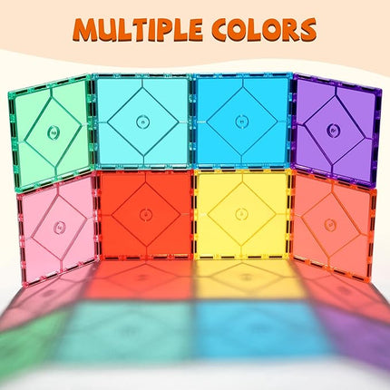 8 Piece Large Square Shape Magnetic Tiles Kids Toys, Magnetic Building Blocks STEM Magnet Building Set Preschool Learning Magnet for Kids Ages 3-5 4-8, Sensory Montessori Toys for 3+