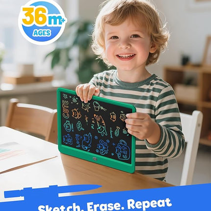 TEKFUN LCD Writing Tablet for Kids Boys Toys, 12 Inch Erasable Doodle Board Colorful Drawing Pad, Board Games Outdoor Travel Toys Gifts for Toddlers Boys Adults (Green)