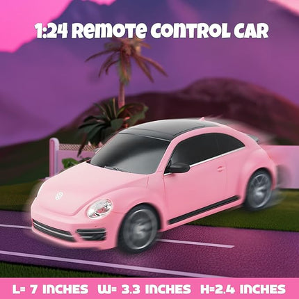 BEZGAR Officially Licensed Remote Control Car for Boys- 1:24 VW Pink RC Cars, Electric Sport Racing Hobby RC Toy Car for Kid, Model Car for Boys, Girls and Adult