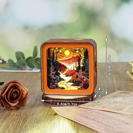 3D Puzzle Nightlight-DIY LED Light Wooden Puzzle-Art Lamp and Craft Kits for Adults-Birthday Gifts Toys-Home Desk Decor Family Game (Autumn Forest)